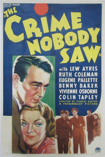 The Crime Nobody Saw (1937) starring Lew Ayres on DVD on DVD
