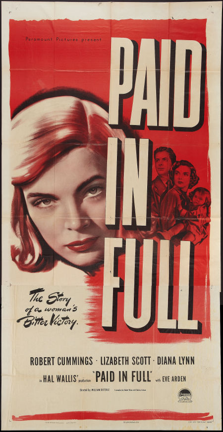 Paid in Full (1950) starring Robert Cummings on DVD on DVD