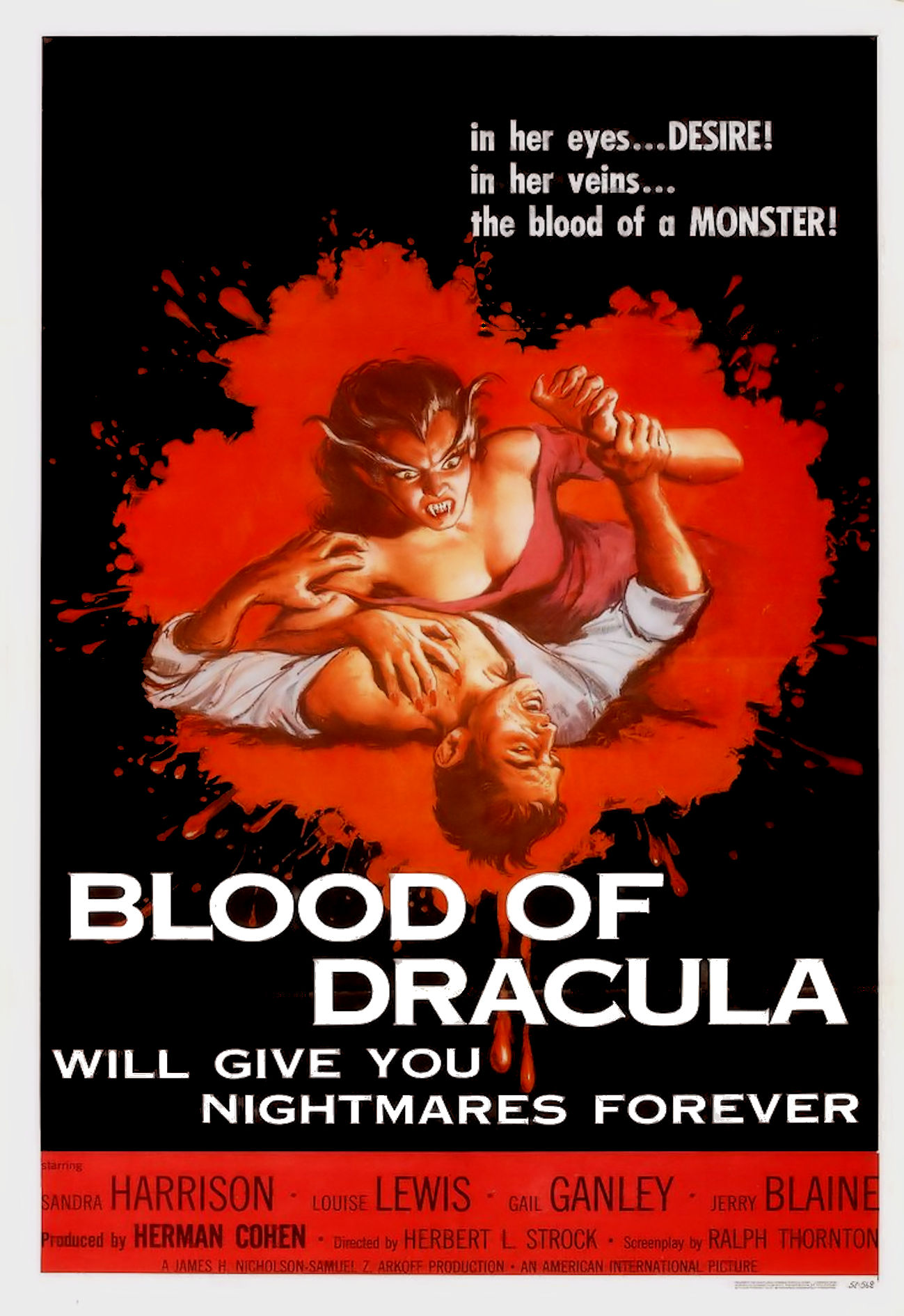 Blood of Dracula (1957) starring Sandra Harrison on DVD on DVD
