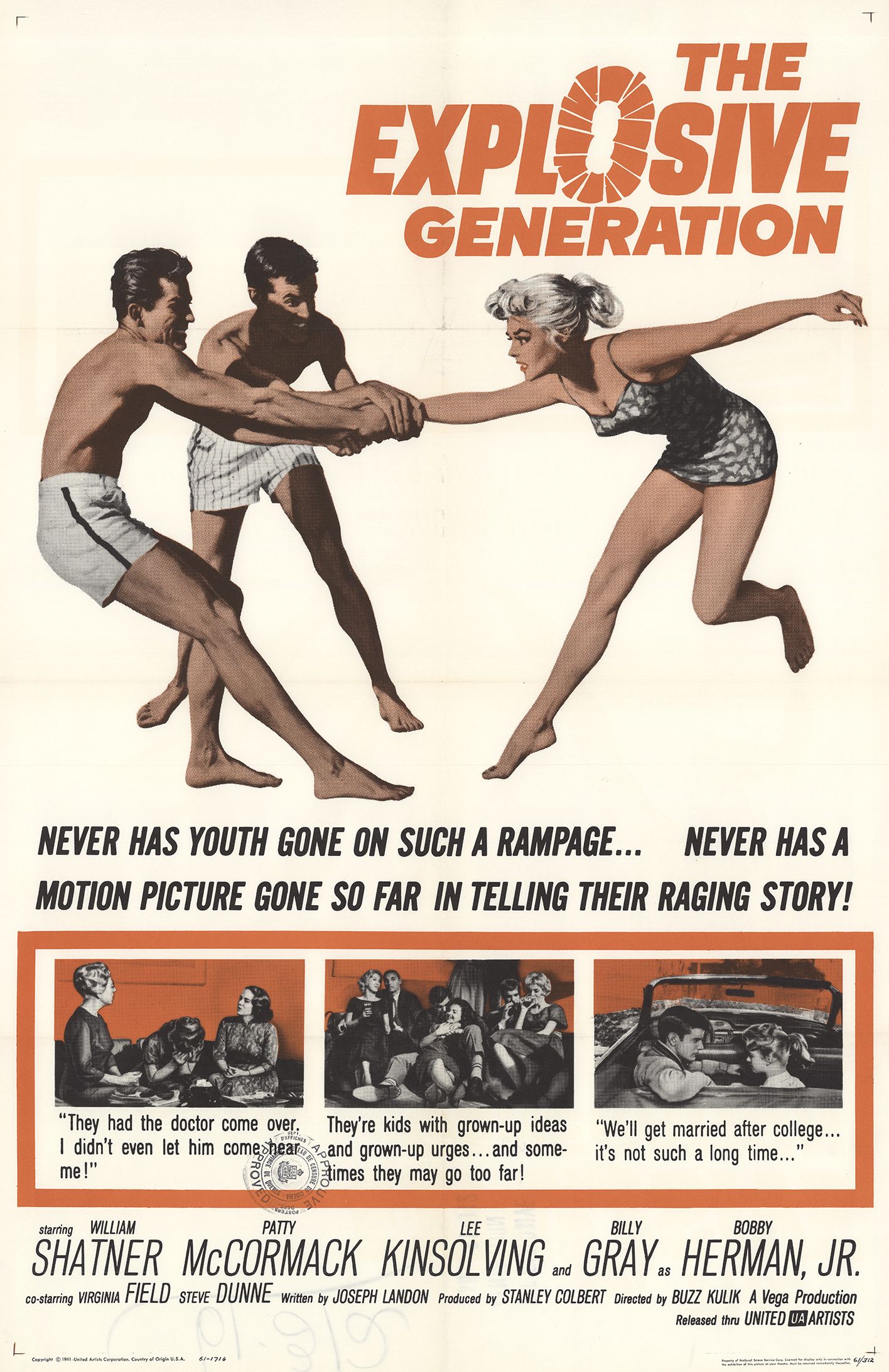 The Explosive Generation (1961) starring William Shatner on DVD on DVD