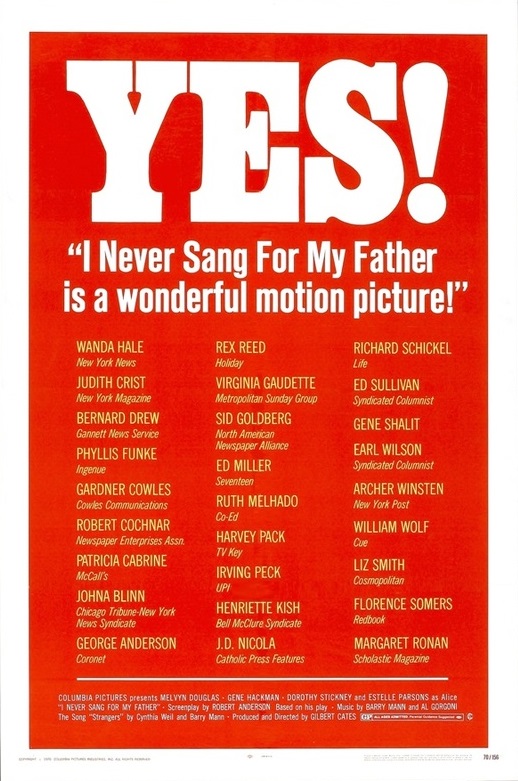 I Never Sang for My Father (1970) starring Melvyn Douglas on DVD on DVD