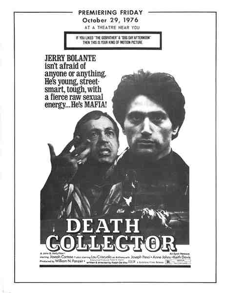 The Death Collector (1976) starring Joe Cortese on DVD on DVD